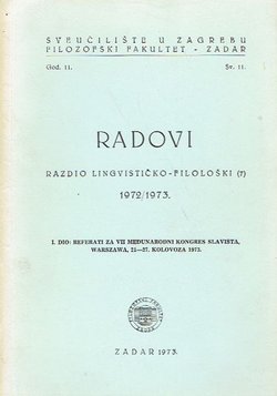 Radovi Filozofskog fakulteta u Zadru 11(7)/1972-73