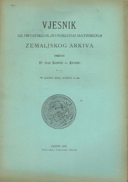 Vjesnik Kr. hrvatsko-slavonsko-dalmatinskoga zemaljskog arkiva XVIII/4/1916