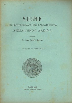 Vjesnik Kr. hrvatsko-slavonsko-dalmatinskoga zemaljskog arkiva XX/3/1918