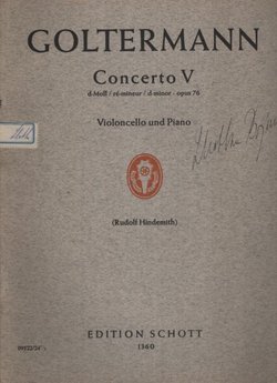 Concerto V. d-Moll / re-mineur / d-minor - opus 76. Violoncello und Piano (Rudolf Hindemith)