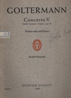 Concerto V. d-Moll / re-mineur / d-minor - opus 76. Violoncello und Piano (Rudolf Hindemith)
