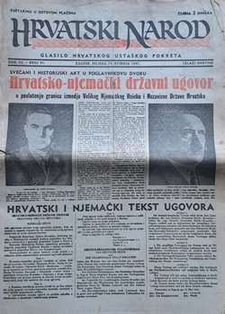 Hrvatski narod. Glasilo hrvatskog ustaškog pokreta III/91/1941