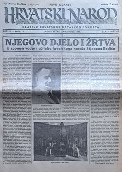Hrvatski narod. Glasilo hrvatskog ustaškog pokreta III/175/1941