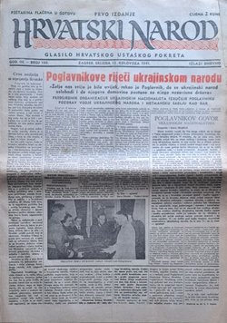 Hrvatski narod. Glasilo hrvatskog ustaškog pokreta III/180/1941