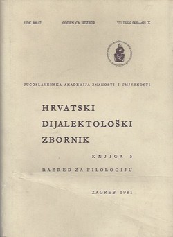 Hrvatski dijalektološki zbornik 5/1981