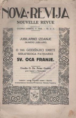 O 700. godišnjici smrti serafskoga patriarke sv. Oca Franje (Nova revija V/3-4/1926)