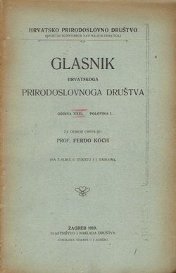 Glasnik Hrvatskoga prirodoslovnoga društva XXXI/I/1919