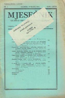 Mjesečnik. Glasilo Hrvatskoga pravničkoga društva LXVII/5/1941