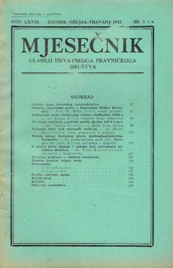 Mjesečnik. Glasilo Hrvatskoga pravničkoga društva LXVIII/3-4/1942