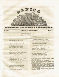 Danica horvatska, slavonska i dalmatinska 11/IX/1843