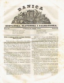 Danica horvatska, slavonska i dalmatinska 25/IX/1843
