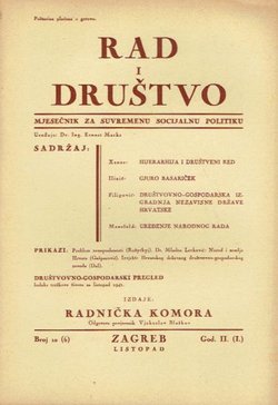 Rad i društvo. Mjesečnik za suvremenu socijalnu politiku II (I)/10 (6)/1941