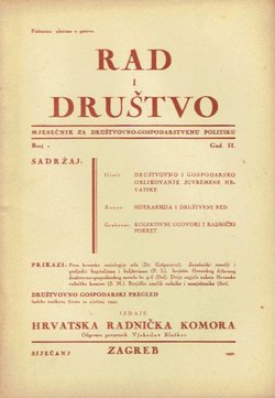 Rad i društvo. Mjesečnik za društvovno-gospodarstvenu politiku II/1/1942