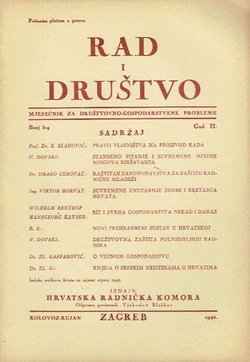 Rad i društvo. Mjesečnik za društvovno-gospodarstvenu politiku II/8-9/1942