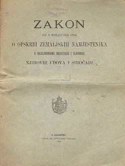 Zakon o opskrbi zemaljskih namještenika u Kraljevinama Hrvatskoj i Slavoniji, njihovih udova i siročadi