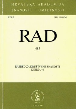 Rad HAZU. Knjiga 485. Razred za društvene znanosti 40/2002