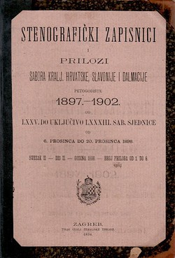 Stenografički zapisnici i prilozi Sabora Kralj. Hrvatske, Slavonije i Dalmacije II.-II. godina 1898.