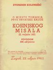 O mjestu tiskanja prve hrvatske knjige Kosinjskog misala 22. veljače 1483. povodom 500.-obljetnice