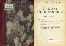 Banovina Hrvatska. Zakoni, uredbe, naredbe itd. XXXV.