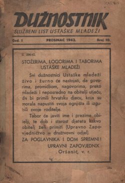 Dužnostnik. Službeni list Ustaške mladeži I/10/1942