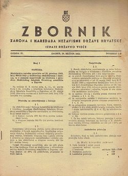 Zbornik zakona i naredaba Nezavisne Države Hrvatske IV/1-2/1944