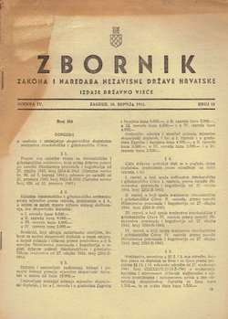 Zbornik zakona i naredaba Nezavisne Države Hrvatske IV/12/1944