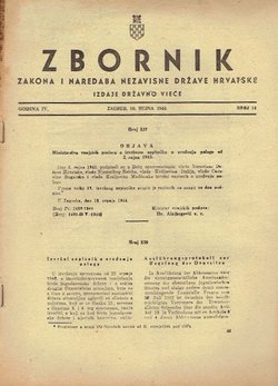 Zbornik zakona i naredaba Nezavisne Države Hrvatske IV/14/1944