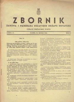 Zbornik zakona i naredaba Nezavisne Države Hrvatske IV/3/1944