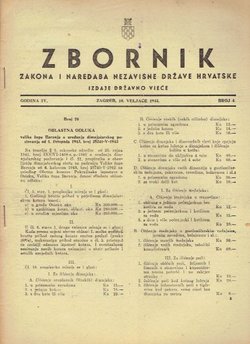 Zbornik zakona i naredaba Nezavisne Države Hrvatske IV/4/1944
