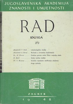 Rad JAZU. Knjiga 272. Odjel za jezik i književnost I/1948