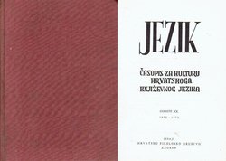 Jezik. Časopis za kulturu hrvatskoga književnog jezika XX/1/1972-73 - XXIII/5/1977-76