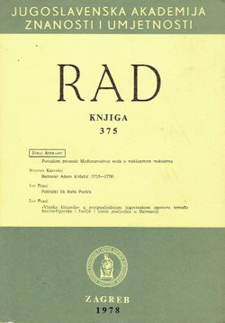 Rad JAZU. Knjiga 375. Razred za društvene znanosti XVIII/1978