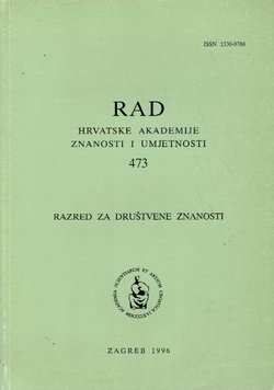 Rad HAZU. Knjiga 473. Razred za društvene znanosti XXXIV/1996