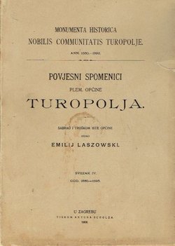 Povjesni spomenici plem. općine Turopolja IV. God. 1560.-1895.