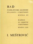 Rad JAZU. Knjiga 423. Razred za likovne umjetnosti XIII/1986 (Meštrovićevi prostori)