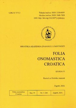 Folia onomastika croatica 33/2022