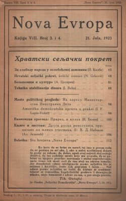 Nova Evropa VIII/3-4/1923 (Hrvatski seljački pokret)